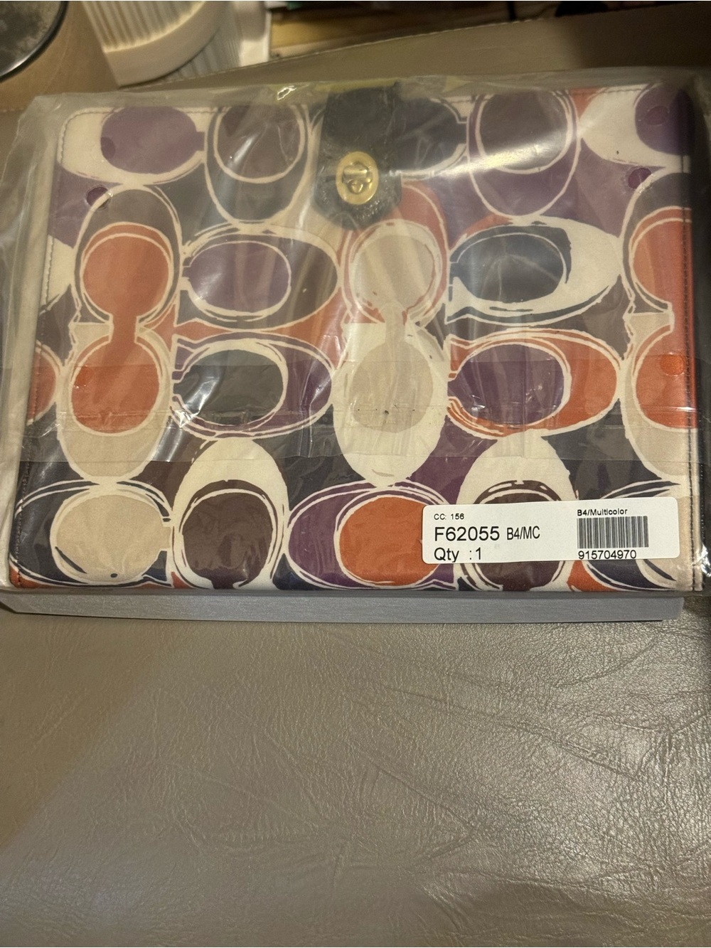 Factory Sealed Coach Ashley Scarf Print Tablet Case - Plum Orange Ivory Brown